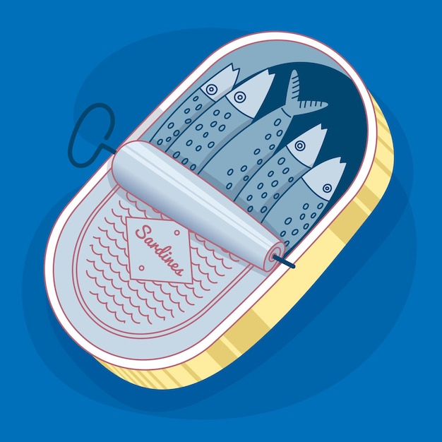 Free vector flat design delicious sardine illustration