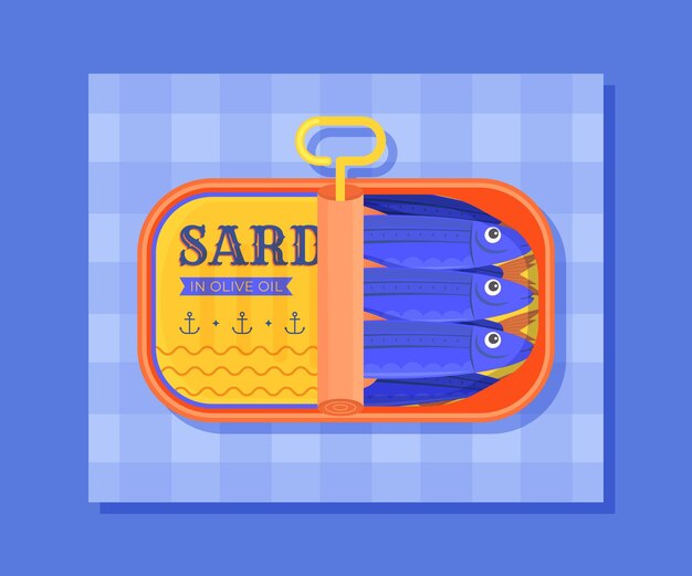 Free vector flat design delicious sardine illustration