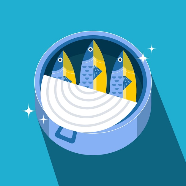 Free vector flat design delicious sardine illustration