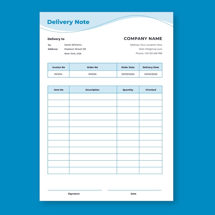 Free Vector flat design delivery note template