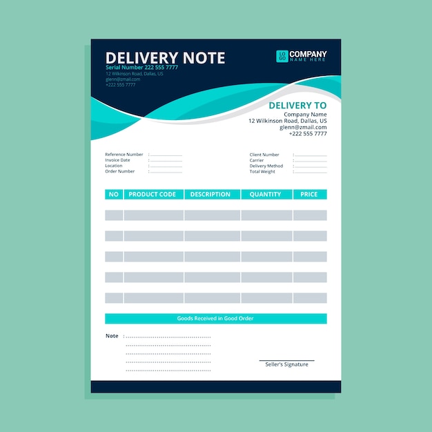 Free vector flat design delivery note template