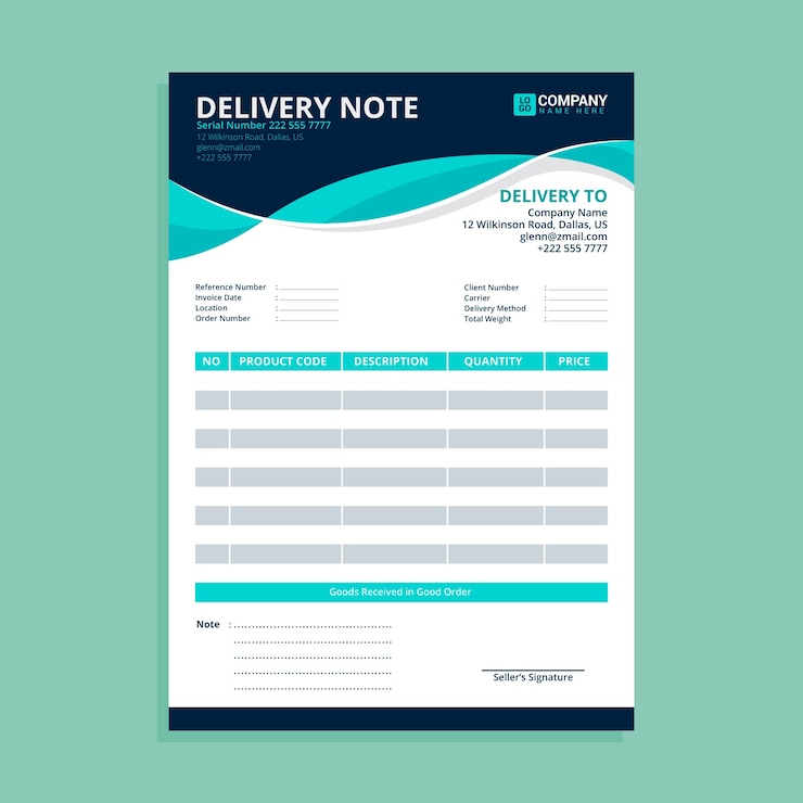 Free Vector flat design delivery note template