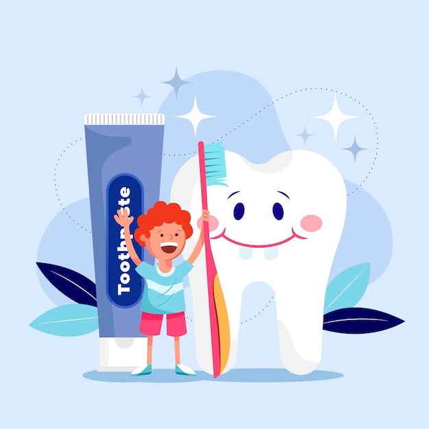 Flat design dental care illustration