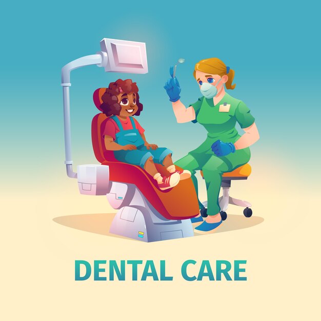 Flat design dental care illustration