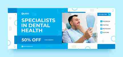 Free vector flat design dental clinic facebook cover