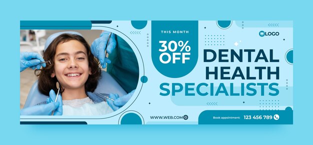 Flat design dental clinic facebook cover