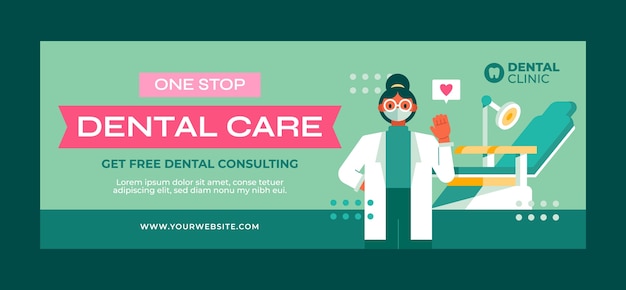 Обложка facebook для стоматологической клиники с плоским дизайном