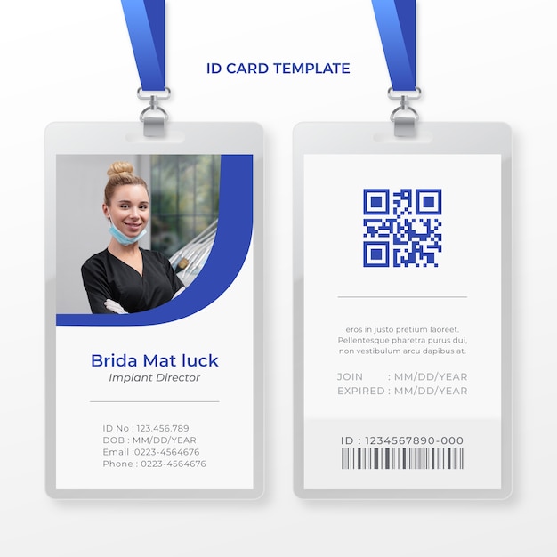 Free vector flat design dental clinic id card template