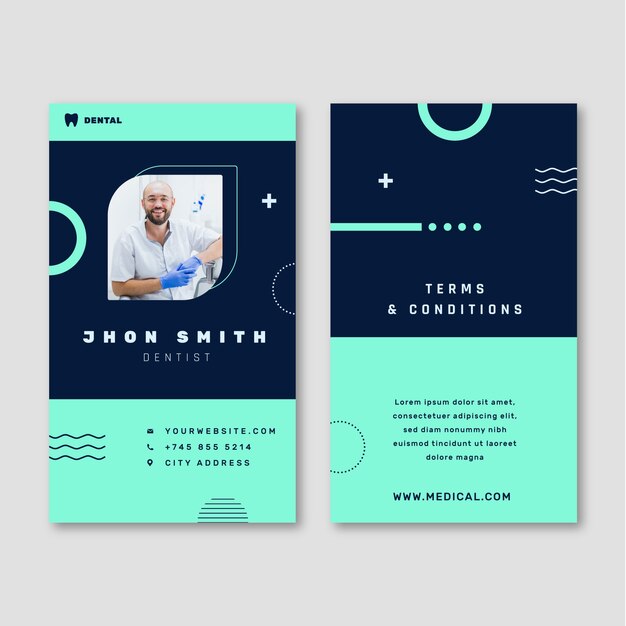 Flat design dental clinic id card