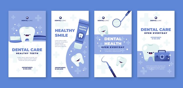 Flat design dental clinic instagram stories template