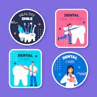 Free vector flat design dental clinic labels template