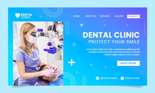 Flat design dental clinic landing page template