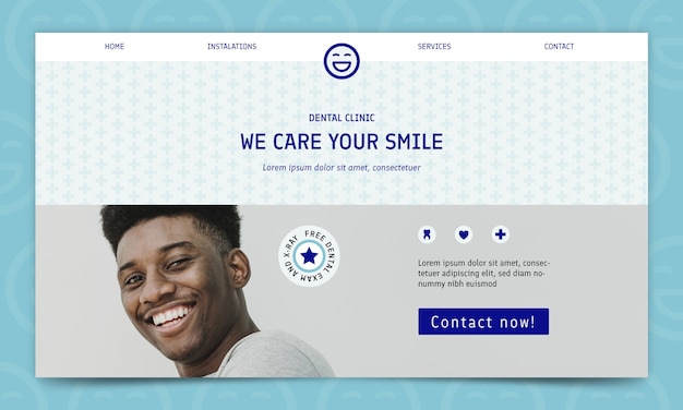 Free vector flat design dental clinic landing page template