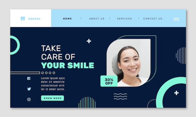 Free vector flat design dental clinic landing page