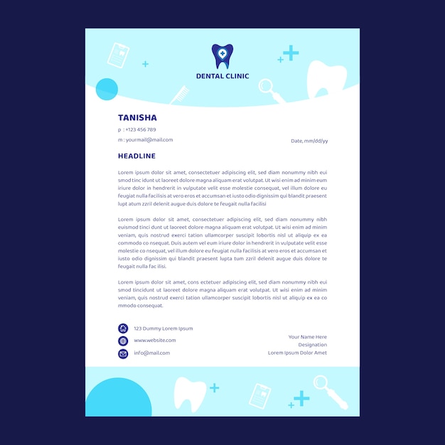 Flat design dental clinic letterhead