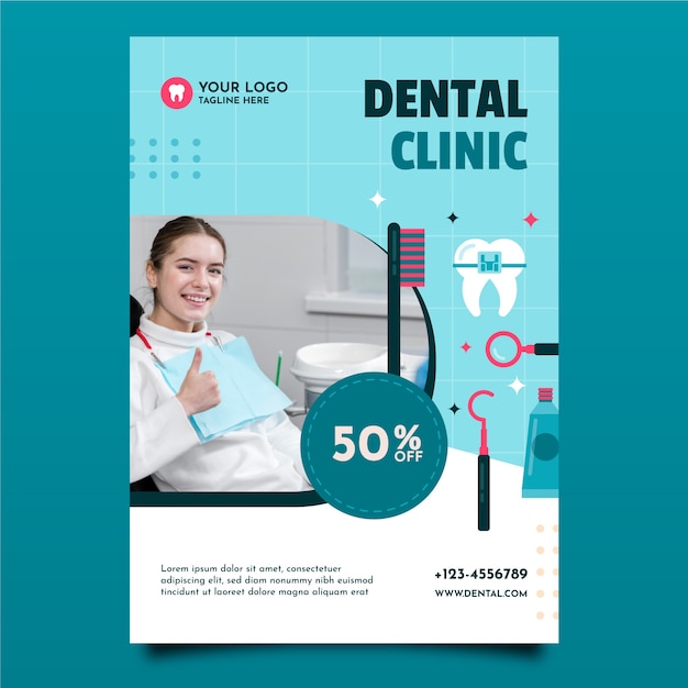 Free vector flat design dental flyer template