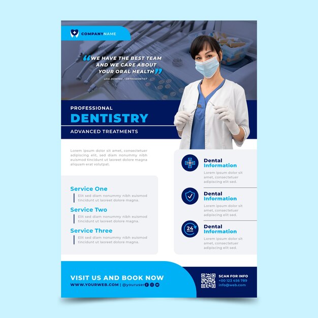 Flat design dental flyer template