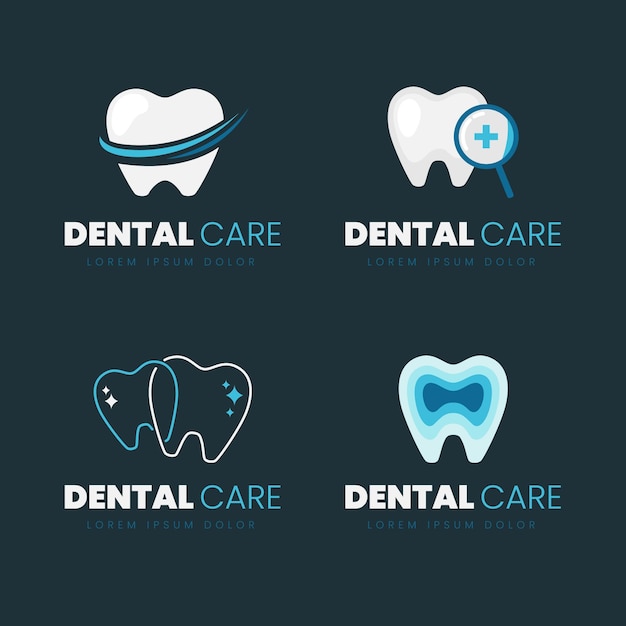 Flat design dental logo collection