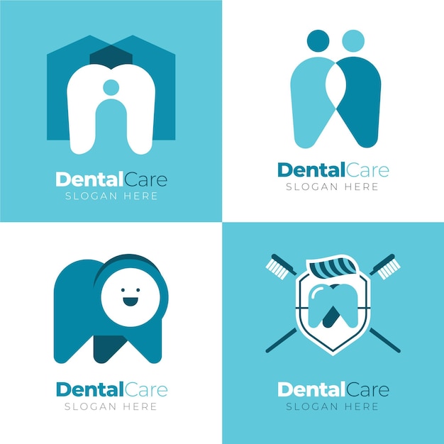 Flat design dental logo collection