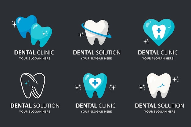 Flat design dental logo template set