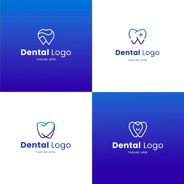 Vettore gratuito insieme di modelli di logo dentale design piatto