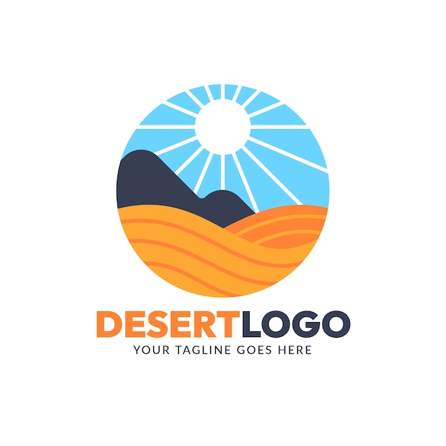 フラットなデザインの砂漠のロゴのテンプレート