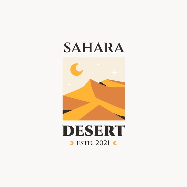 Modello di logo del deserto di design piatto