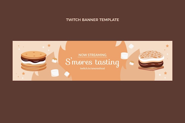 Free vector flat design dessert twitch banner