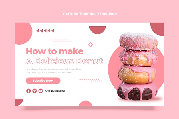 Free vector flat design dessert youtube thumbnail