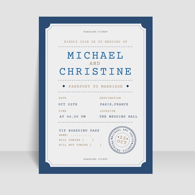 Free vector flat design destination wedding invitation