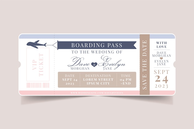 Flat design destination wedding invitations