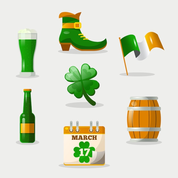 Free vector flat design detailed st. patrick's day elements