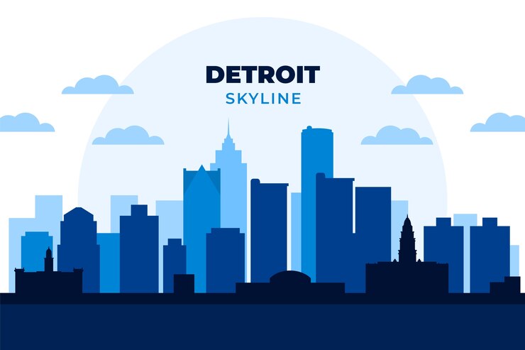 Free Vector flat design detroit skyline silhouette