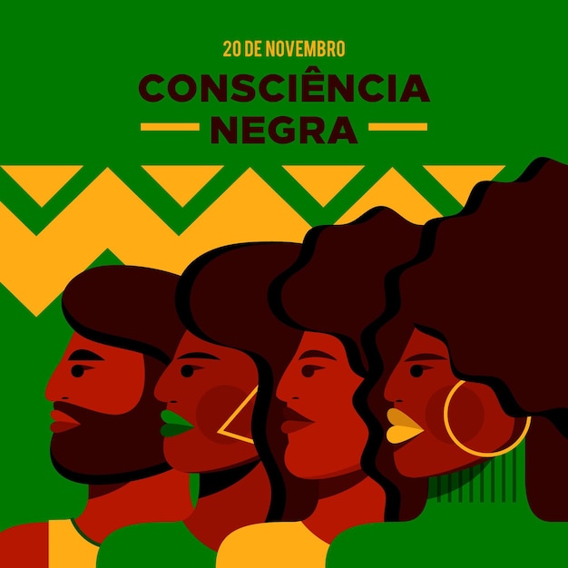 무료 벡터 평면 디자인 dia da consciencia negra