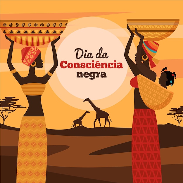 무료 벡터 평면 디자인 dia da consciencia negra