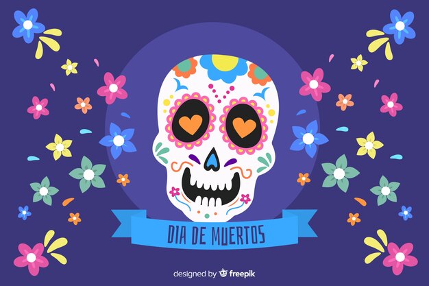 Плоский дизайн фона Dia de Muertos