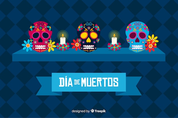 Flat design of dia de muertos background