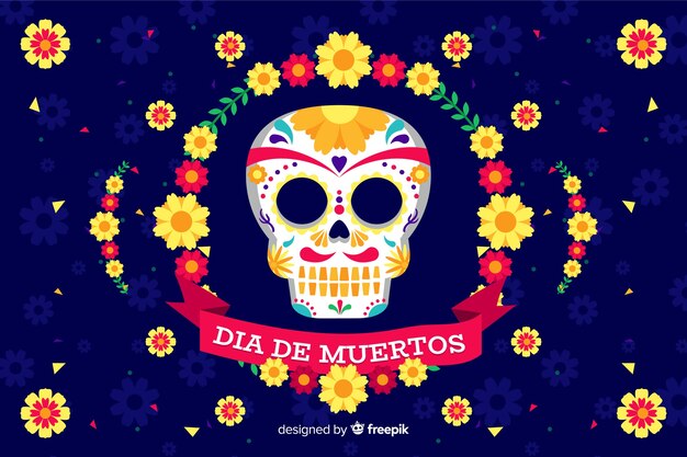 Плоский дизайн фона de muertos