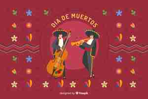 Free vector flat design dia de muertos background