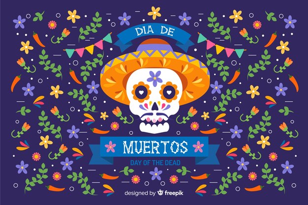 フラットなデザインdia de muertos背景