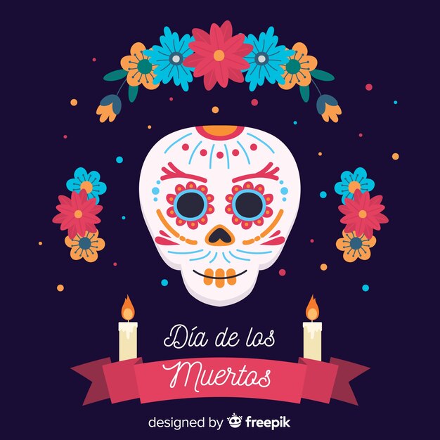 フラットなデザインdia de muertos背景