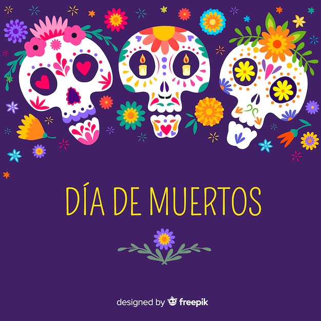 Плоский дизайн фона de muertos