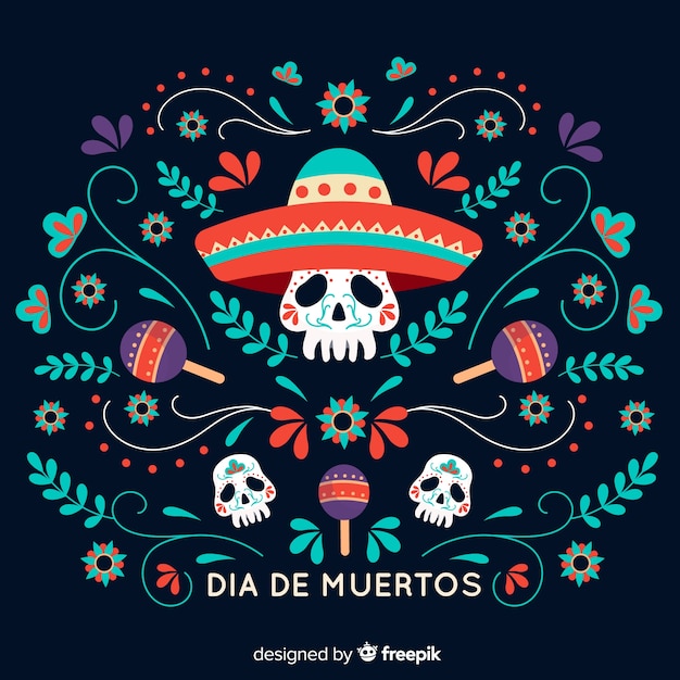 Плоский дизайн фона de muertos