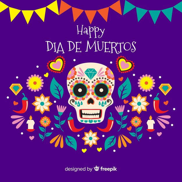 Flat design of dia de muertos background