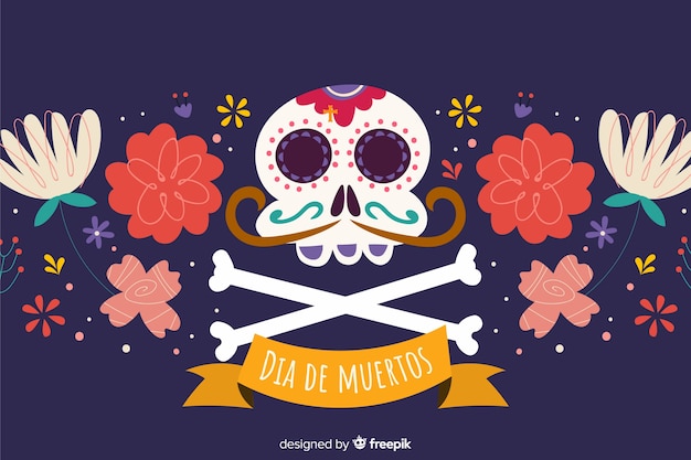 Flat design of dia de muertos background