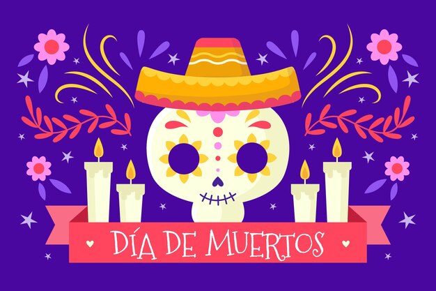 Плоский дизайн фона dia de muertos