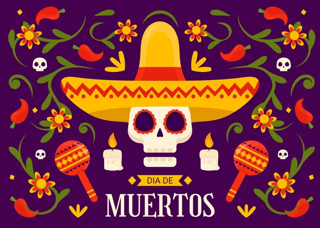 평면 디자인 dia de muertos 배경