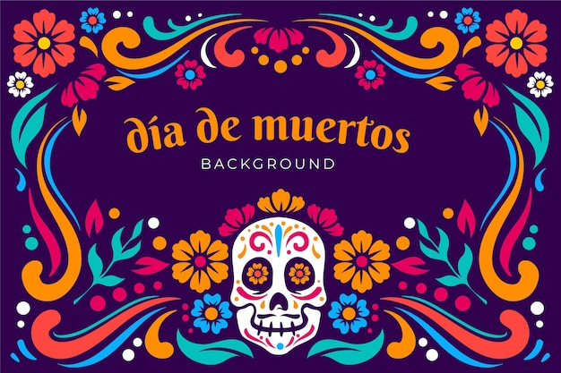 Flat design dia de muertos background