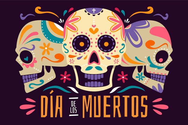 Плоский дизайн фона dia de muertos