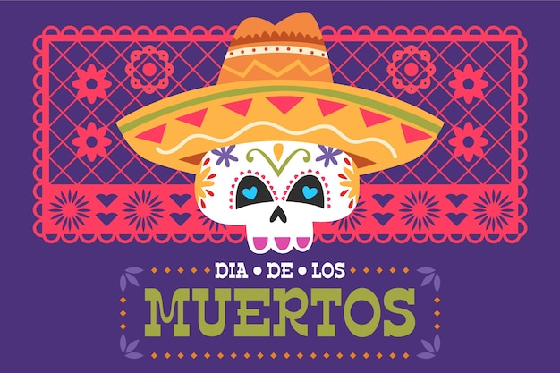 Vettore gratuito sfondo di dia de muertos design piatto